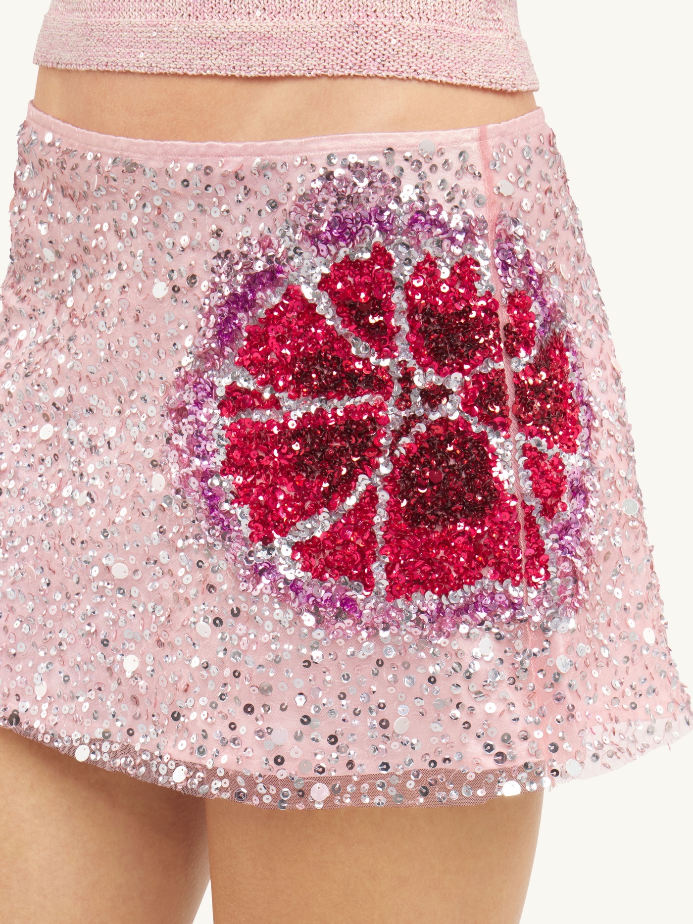 Bloom Hand Beaded Mini Skirt - Garden Rose