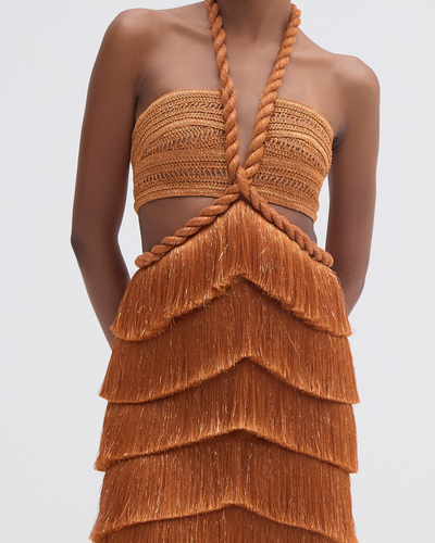 PAMPAS FRINGE CUT OUT MINI DRESS