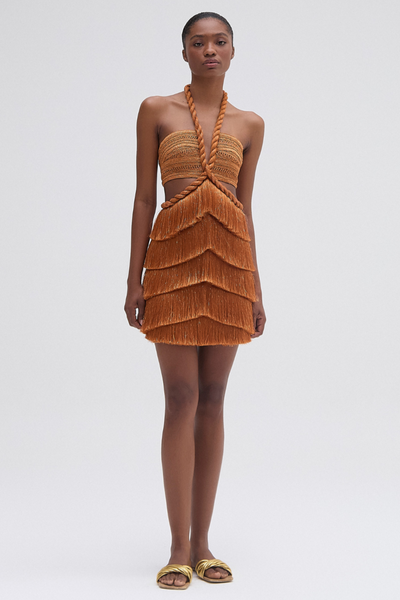 PAMPAS FRINGE CUT OUT MINI DRESS