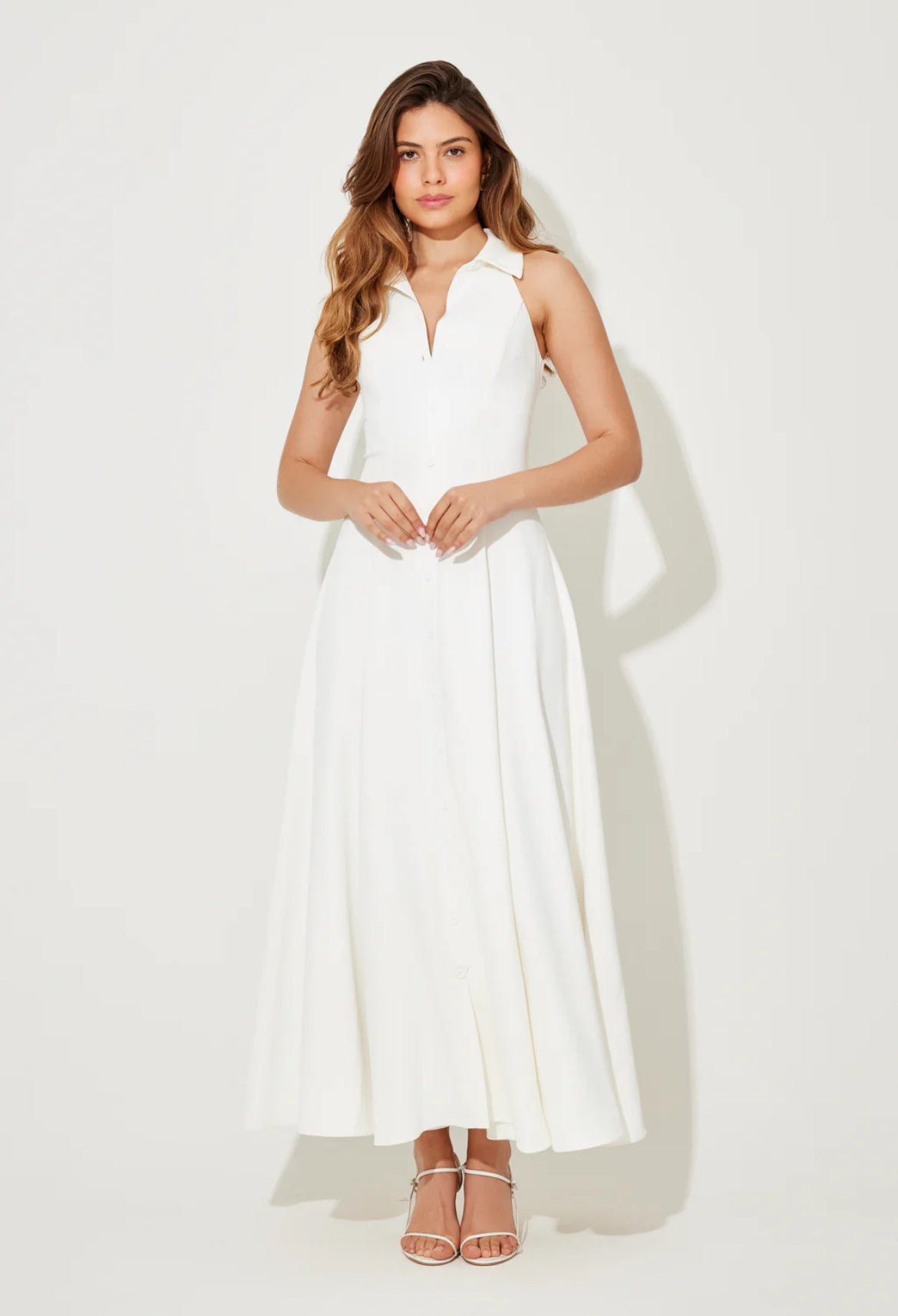 Flowy Collar Midi Dress