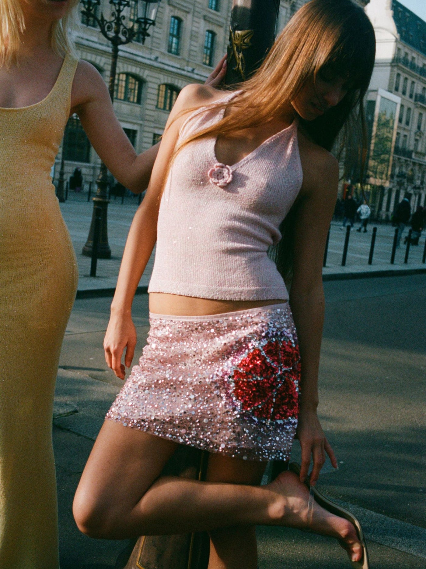 Bloom Hand Beaded Mini Skirt - Garden Rose