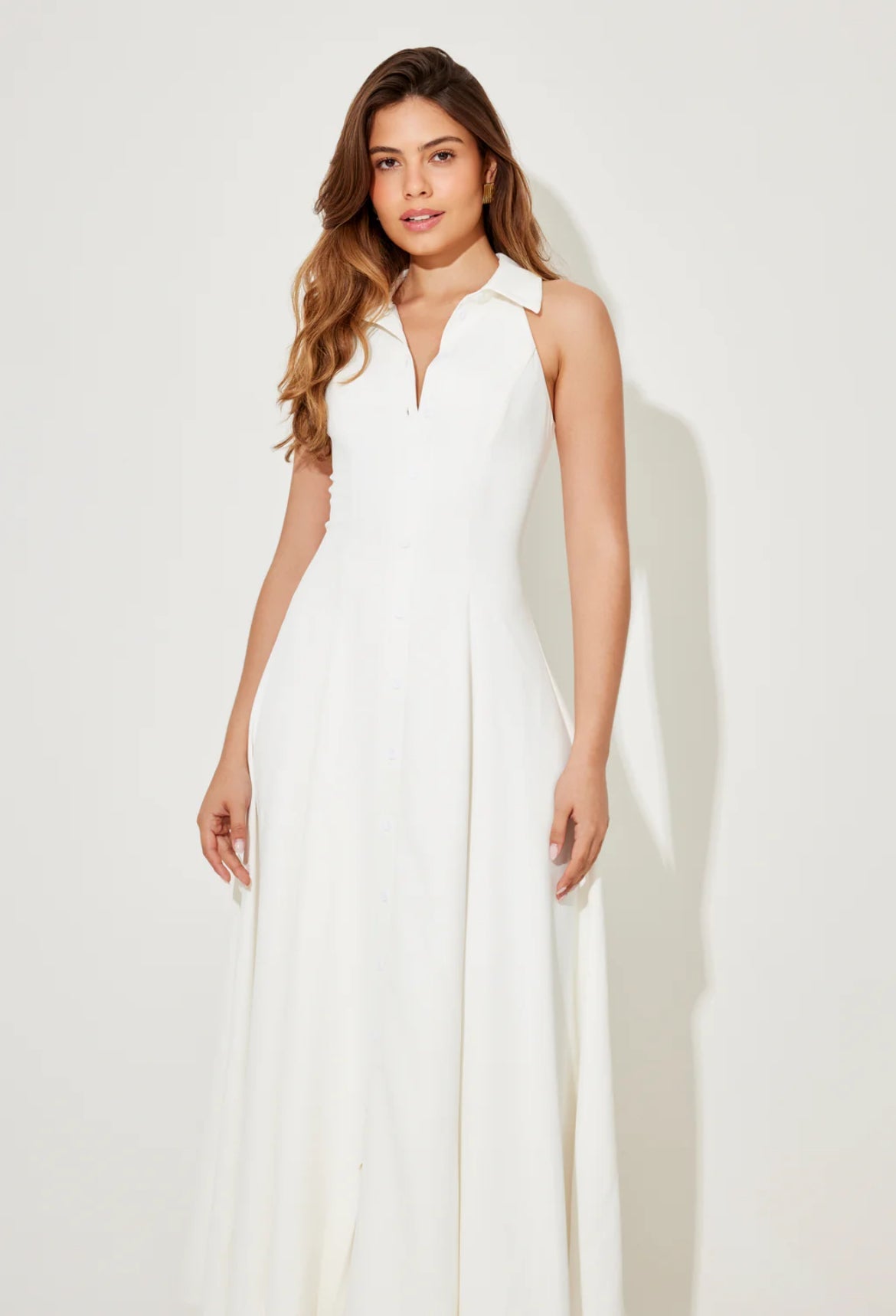 Flowy Collar Midi Dress