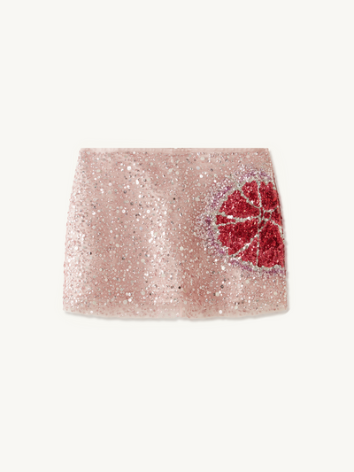 Bloom Hand Beaded Mini Skirt - Garden Rose