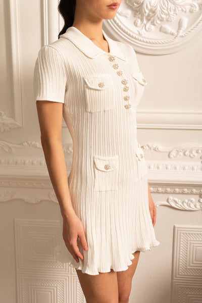 Short Sleeve Hourglass Diamond Dress - White