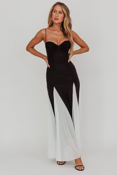 All Mine Godet Hem Maxi Dress Black
