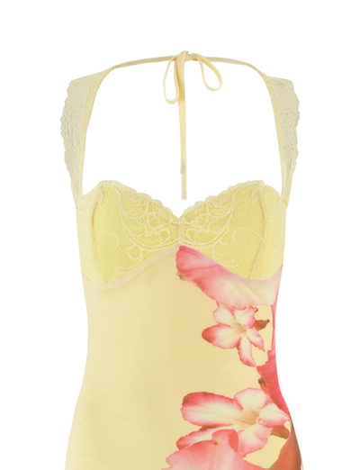 NYOMI MAXI DRESS - YELLOW : MACRO FLORAL : YELLOW HIBISCUS