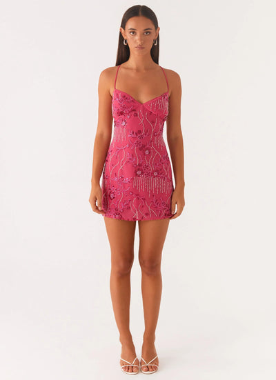 Kaeli backless embroidered mini dress