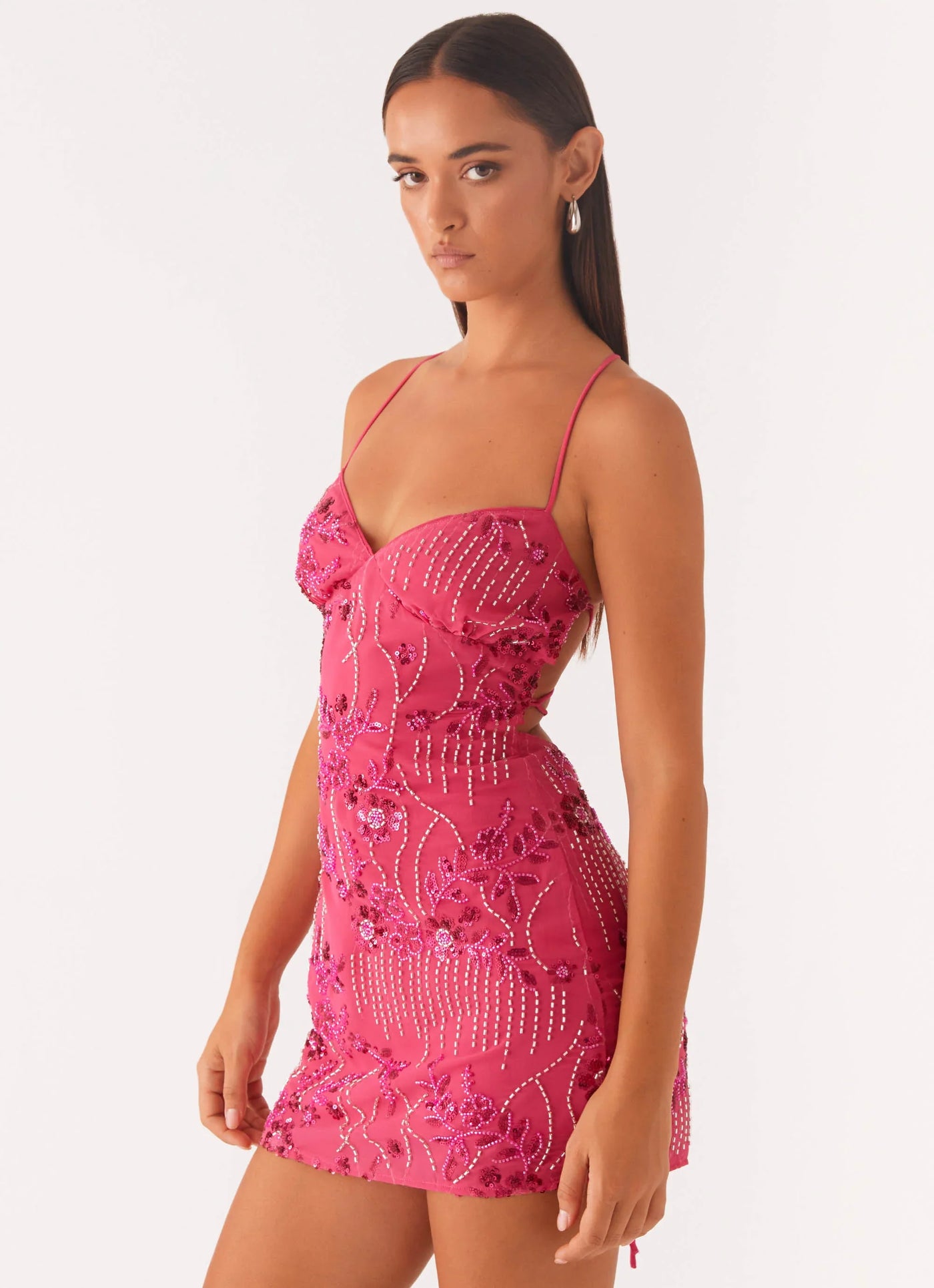 Kaeli backless embroidered mini dress