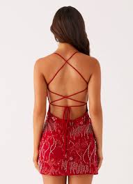 Kaeli backless embroidered mini dress