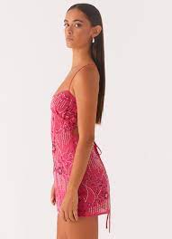 Kaeli backless embroidered mini dress